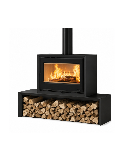 Poêle à bois La Nordica DANTE + PORTE-BUCHES NOIR OPAQUE - 12,4kw